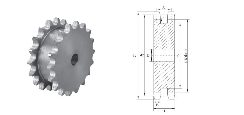 Sprockets ganda Pikeun Dua ranté tunggal