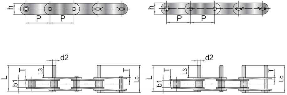 Конвеєрні ланцюги з подвійним кроком SS03