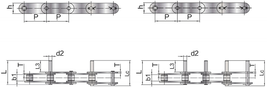 Catene trasportatori a doppia pitch SS03