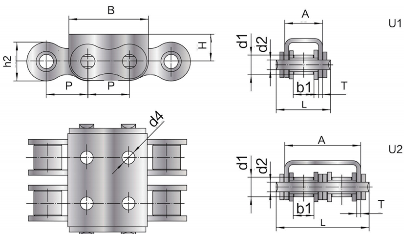 SS Roller Chains Wtih U Type Attachment1